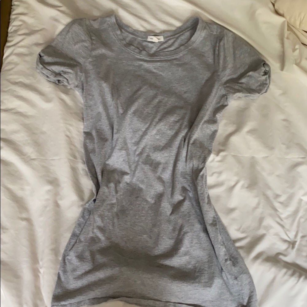COTTON GRAY T-SHIRT DRESS WITH CUFFED SLEEVES